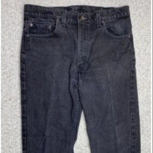 Levis Strauss Mens Jeans sz 36 x 30 Black Wash Distressed Regular Fit Straight